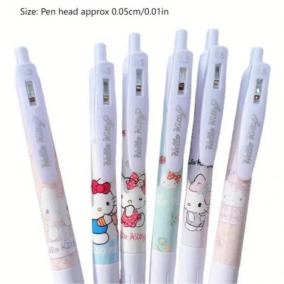NWT! Officially Licensed Hello Kitty 6pcs Gel Pen Set - 0.5mm Fine Point. - Picture 2 of 4